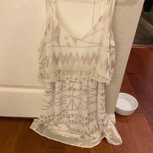 White and Gold flutter dress